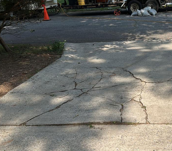 cracked driveway slab